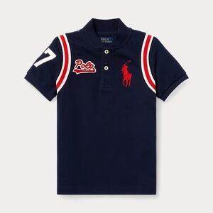 Polo by Ralph Lauren Boy's Shirt in Navy with Red and White Athletic Accents